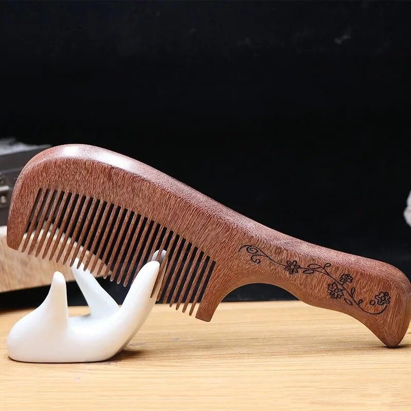 New Explosion Style Thickened Red Sandalwood Comb Hairdressing Electrostatic Comb Scalp Massage Wooden Hairdressing Comb