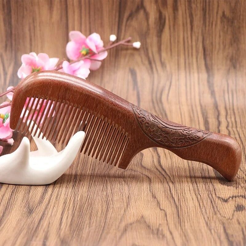 New Explosion Style Thickened Red Sandalwood Comb Hairdressing Electrostatic Comb Scalp Massage Wooden Hairdressing Comb