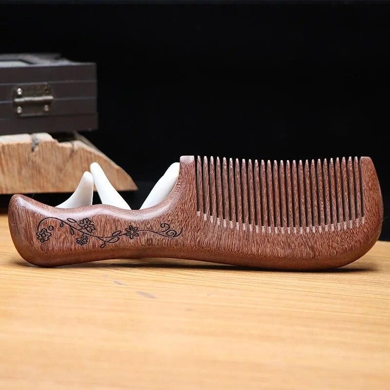 New Explosion Style Thickened Red Sandalwood Comb Hairdressing Electrostatic Comb Scalp Massage Wooden Hairdressing Comb