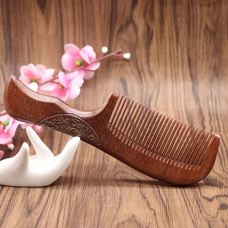 New Explosion Style Thickened Red Sandalwood Comb Hairdressing Electrostatic Comb Scalp Massage Wooden Hairdressing Comb
