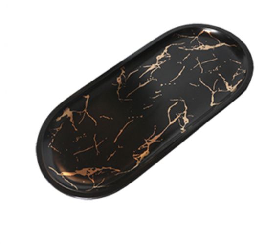 Nordic Marbled Ceramic Oval Plate Western Dish Dessert Plate Jewelry Storage Tray Tableware Accessories Sushi Seafood Dish
