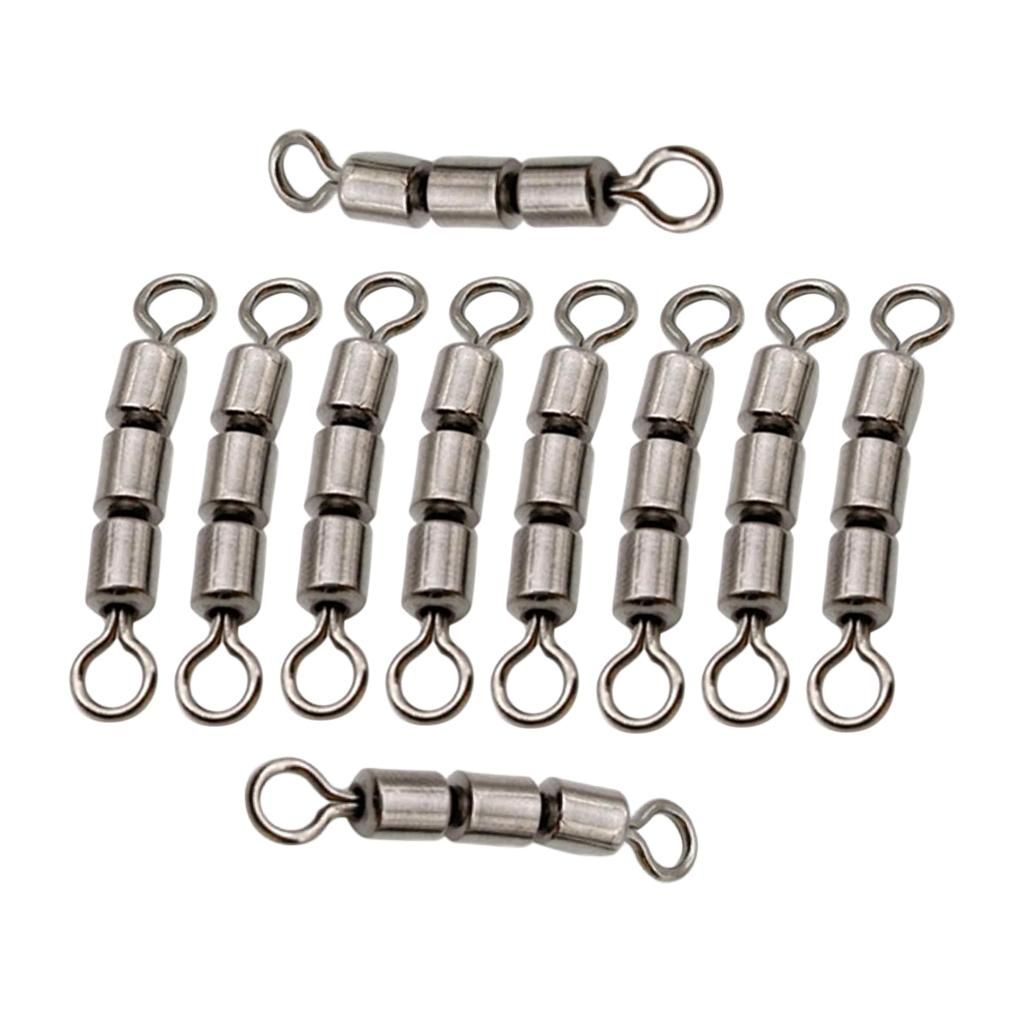 20pcs Fishing Triple Rolling Swivels Solid Rings