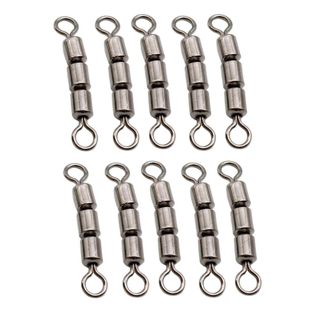 20pcs Fishing Triple Rolling Swivels Solid Rings