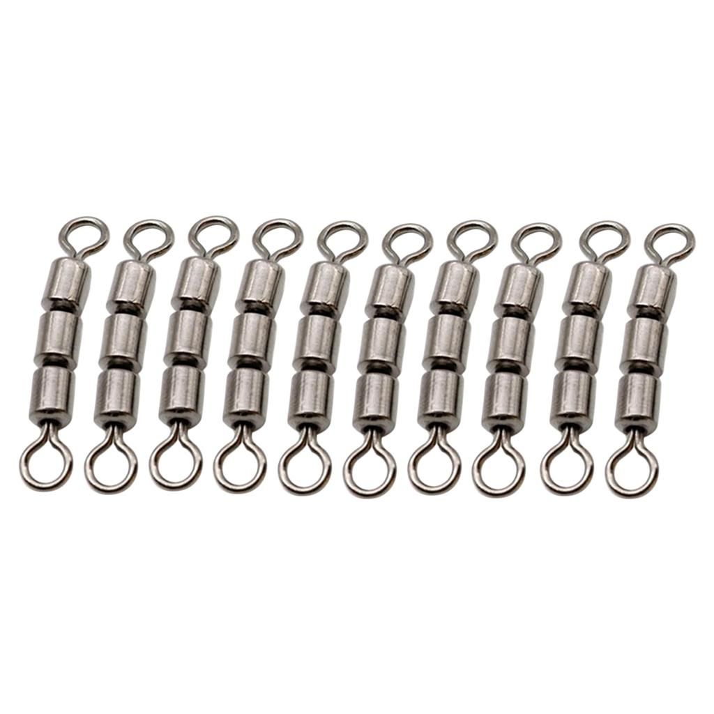 20pcs Fishing Triple Rolling Swivels Solid Rings