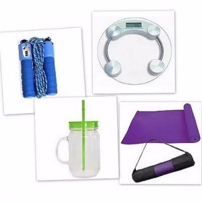Yoga Mat + Skipping Rope + Digital Scale And Smoothie Jar