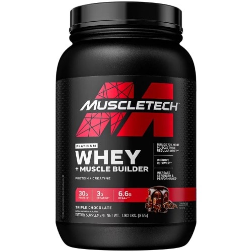 100% Whey Protein Powder + Creatine, Triple Chocolate  - 817g