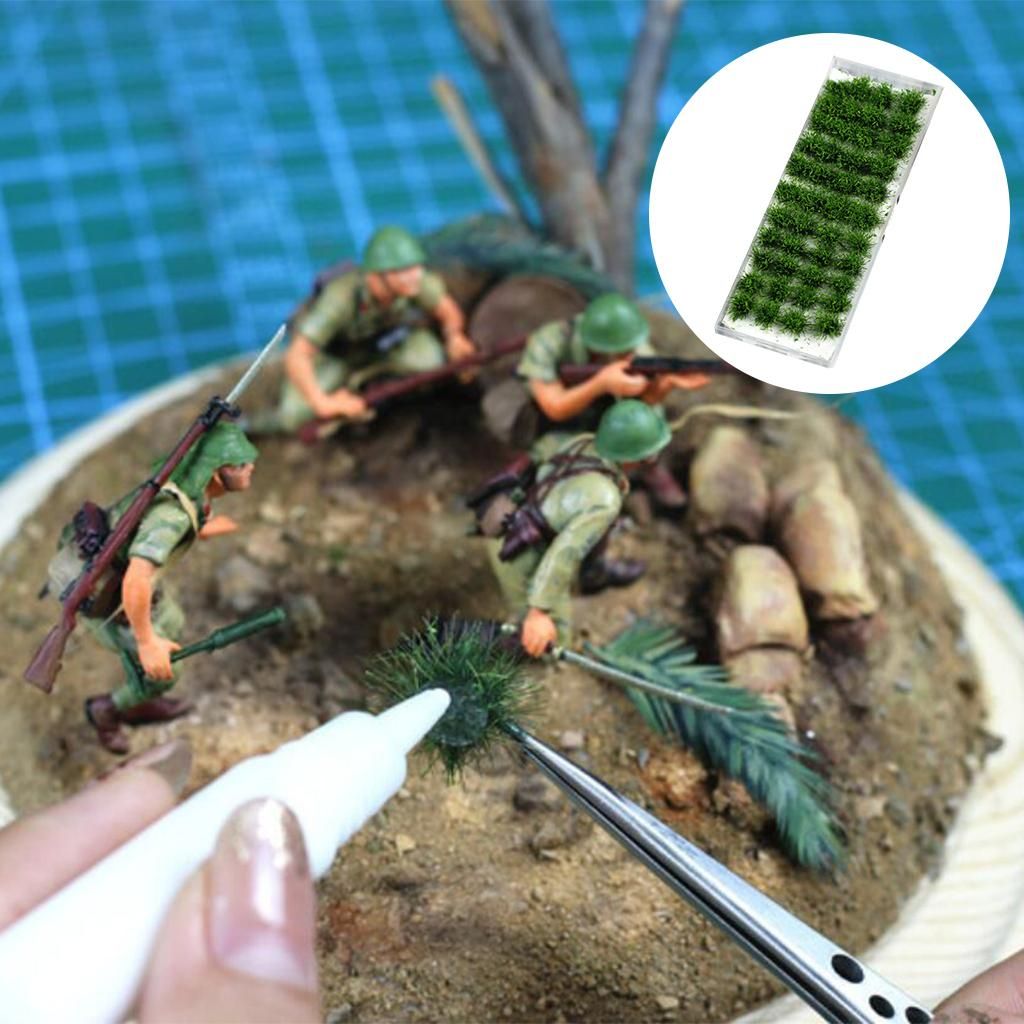 40 Pieces Bushy Tufts Terrain Model Miniature Dark Green