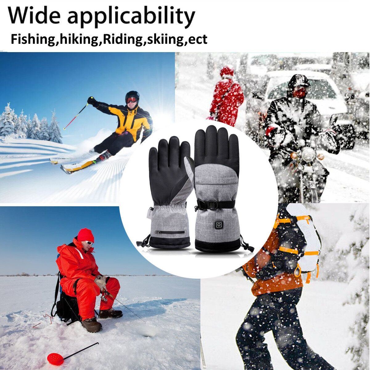 Electric Powered Heated Winter Hand Warm Waterproof Motorcycle Bikes Cycling Outdoor
