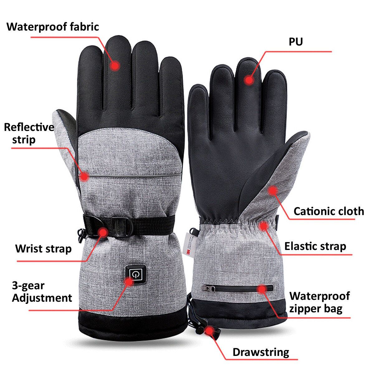 Electric Powered Heated Winter Hand Warm Waterproof Motorcycle Bikes Cycling Outdoor