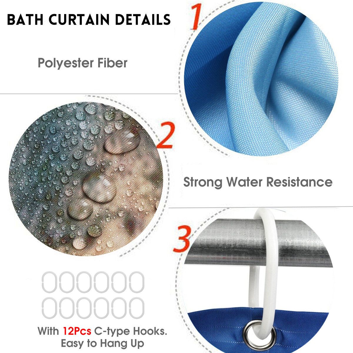 Waterproof Bathroom Shower Curtain Toilet 180*180 CM Red