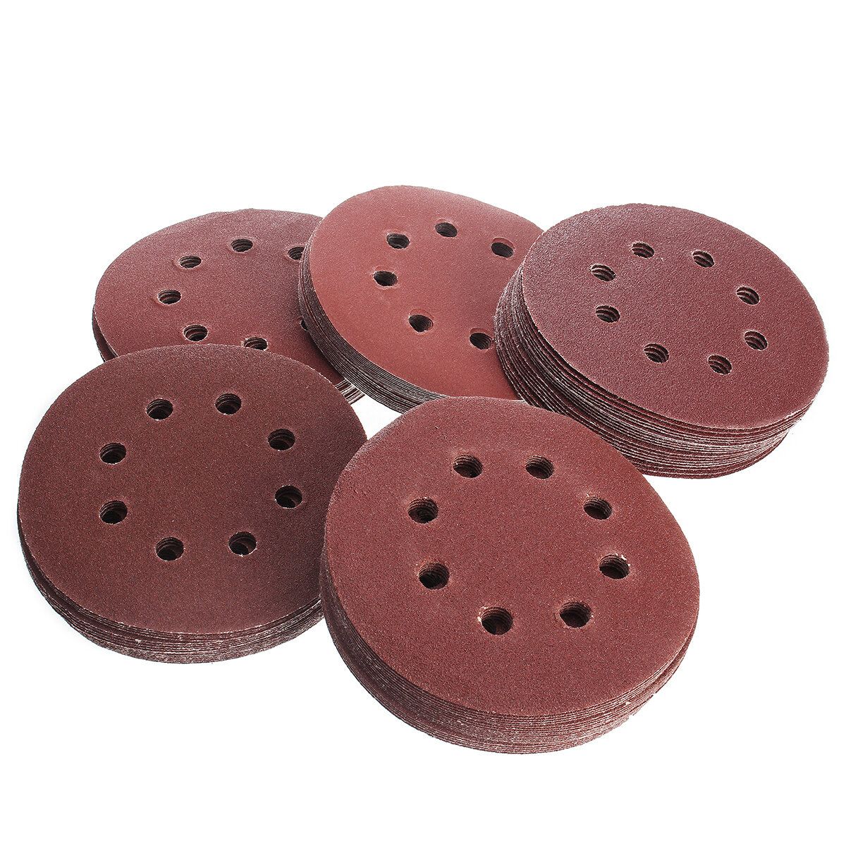 100Pcs 125mm 8 Holes Abrasive Sand Discs 60/80/100/120/240