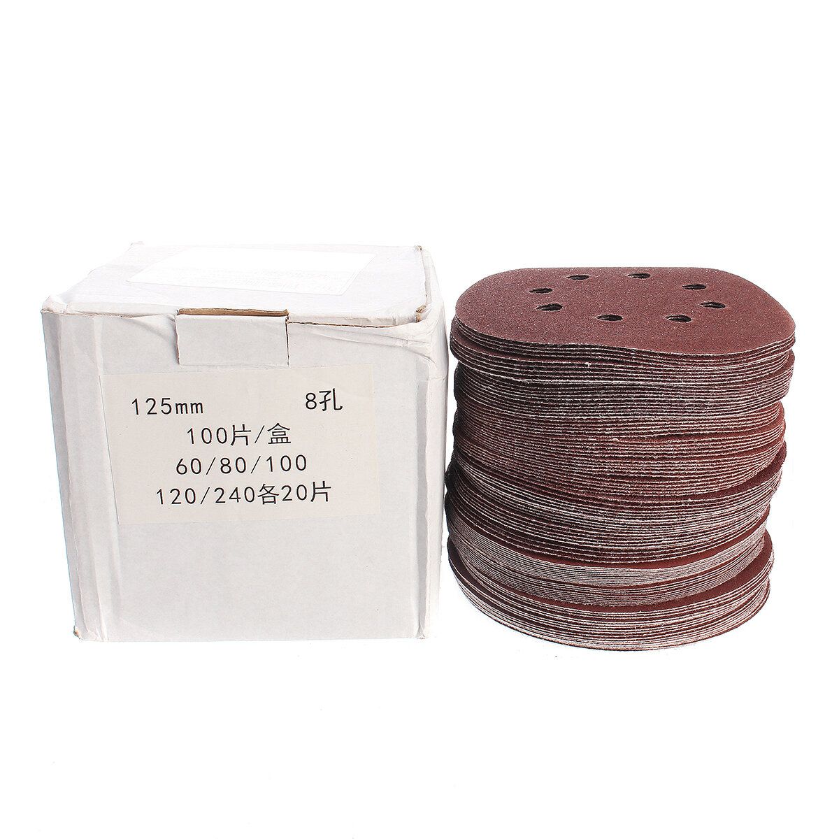 100Pcs 125mm 8 Holes Abrasive Sand Discs 60/80/100/120/240