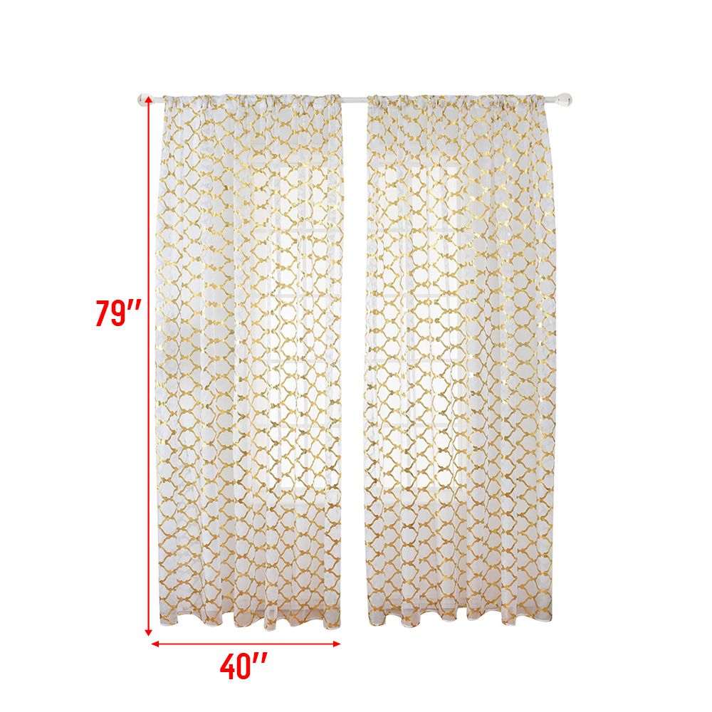 Sheer Curtains Lantern Print Window Screen Curtains For