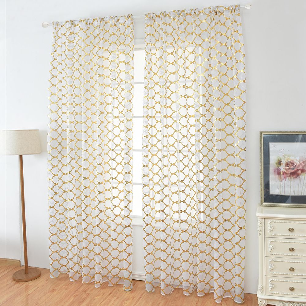 Sheer Curtains Lantern Print Window Screen Curtains For