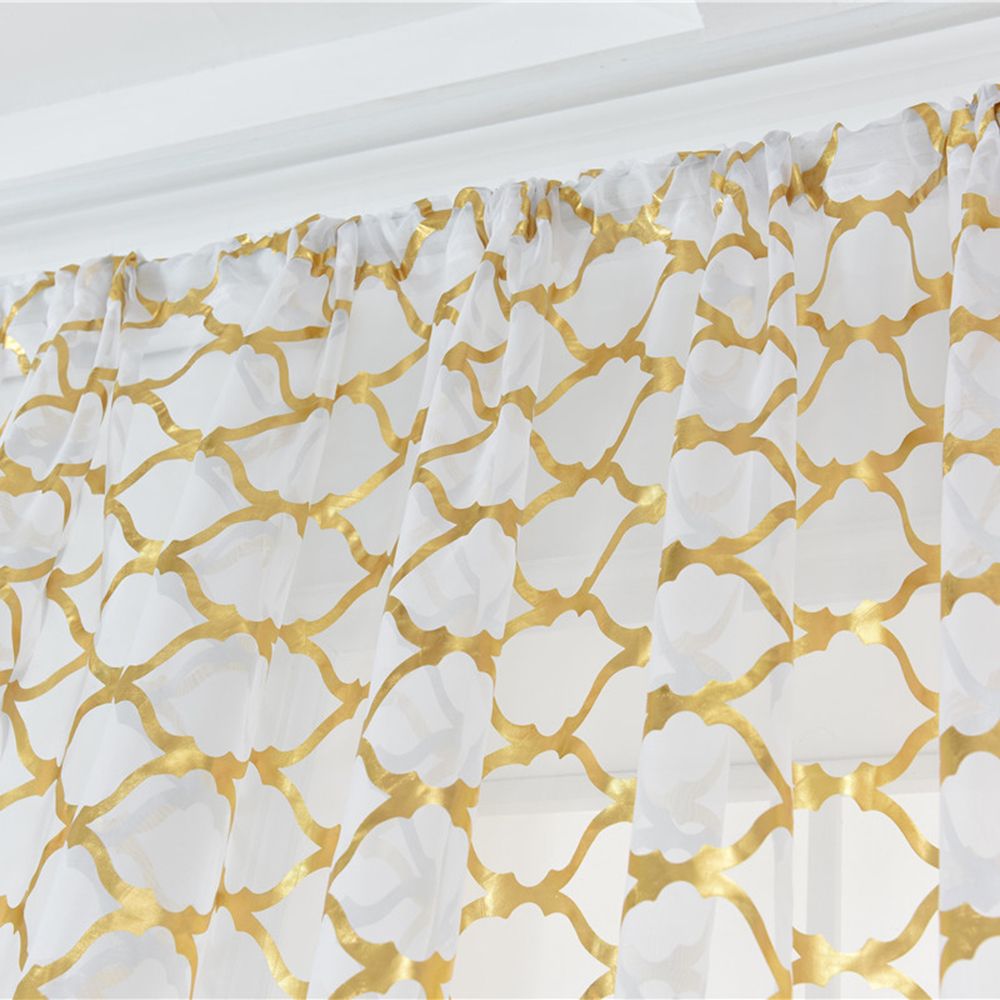 Sheer Curtains Lantern Print Window Screen Curtains For
