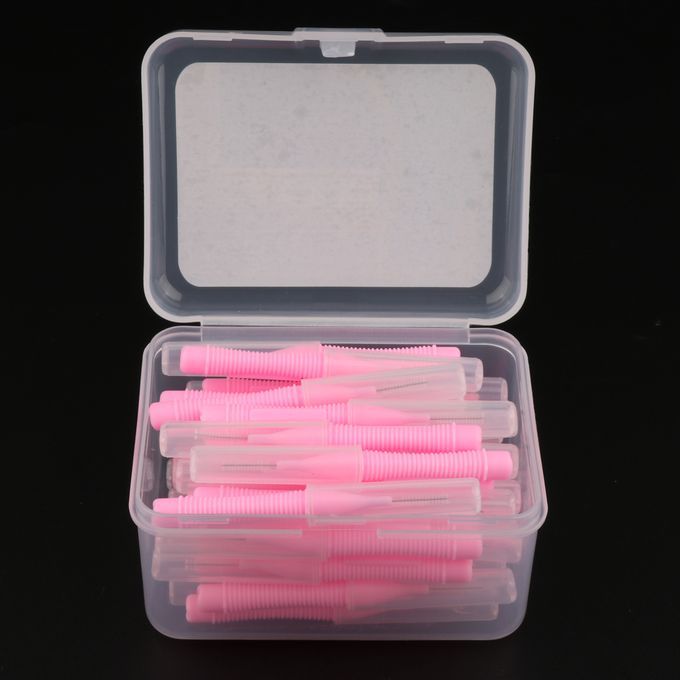 40 Pcs Dental Interdental Brush Tooth Pick Flosser Pink 0.7mm