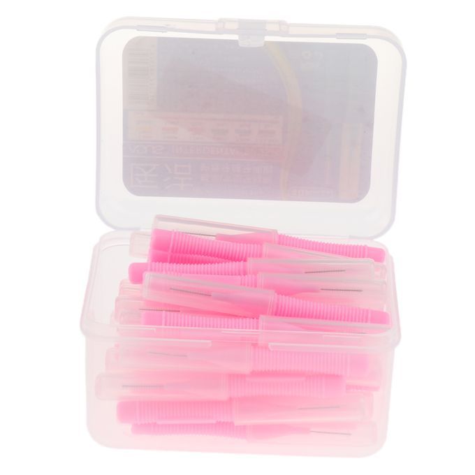 40 Pcs Dental Interdental Brush Tooth Pick Flosser Pink 0.7mm