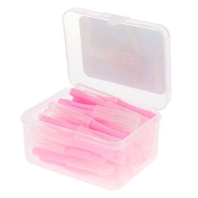 40 Pcs Dental Interdental Brush Tooth Pick Flosser Pink 0.7mm