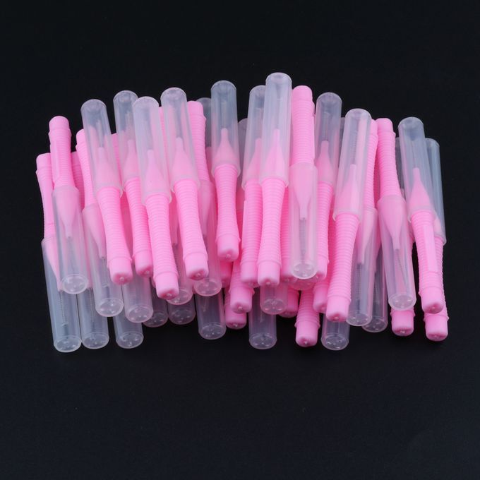 40 Pcs Dental Interdental Brush Tooth Pick Flosser Pink 0.7mm