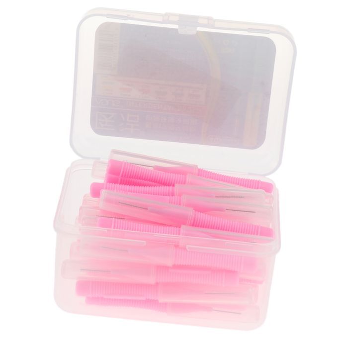 40 Pcs Dental Interdental Brush Tooth Pick Flosser Pink 0.7mm