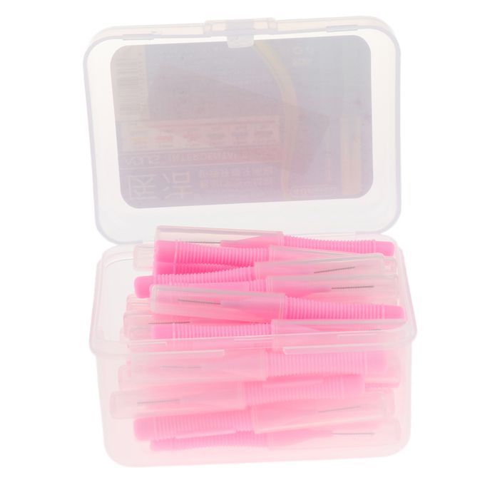 40 Pcs Dental Interdental Brush Tooth Pick Flosser Pink 0.7mm
