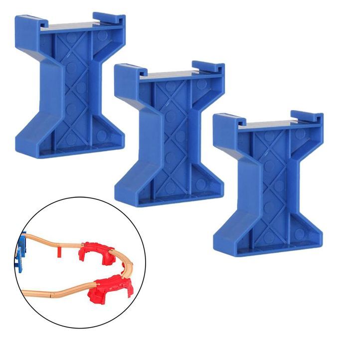 3pcs Train Bridge Piers Railway Accessories Compatible Style A Blue