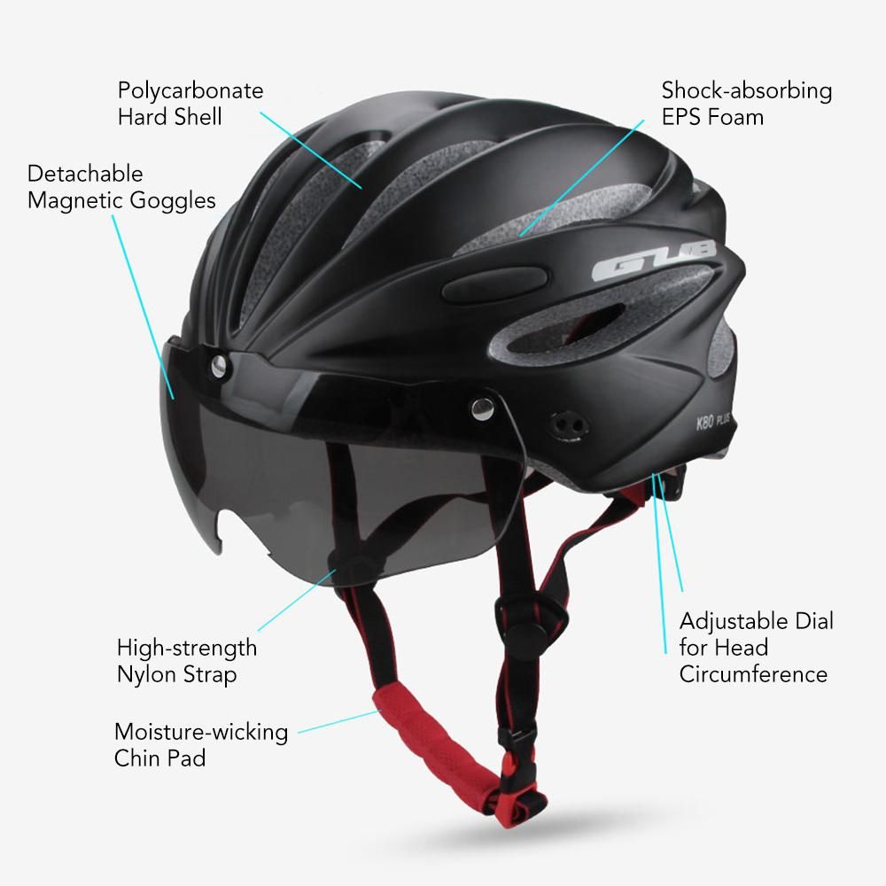 Bicycle Helmets Integrally Molded Cycling Helmets with Detachable  Magnetic Goggles Mountain Road Bike Riding Outdoor Sport Safety Helmet