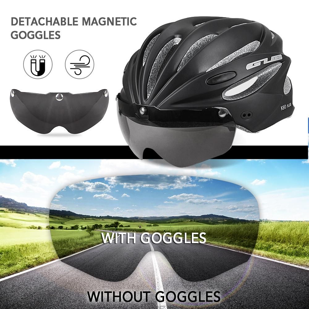 Bicycle Helmets Integrally Molded Cycling Helmets with Detachable  Magnetic Goggles Mountain Road Bike Riding Outdoor Sport Safety Helmet