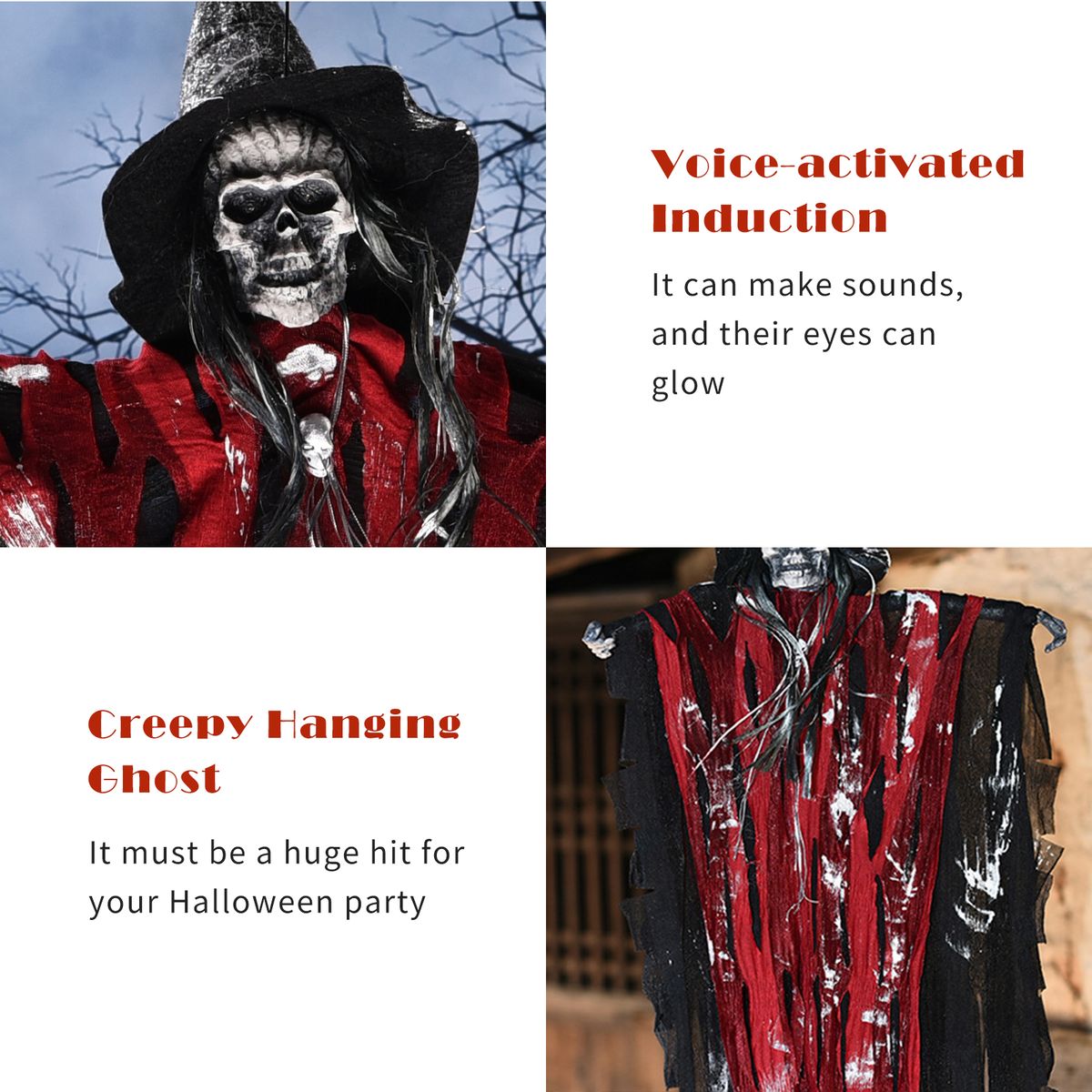 Halloween Hanging Skull Ghost Scary Creepy Flying Screaming