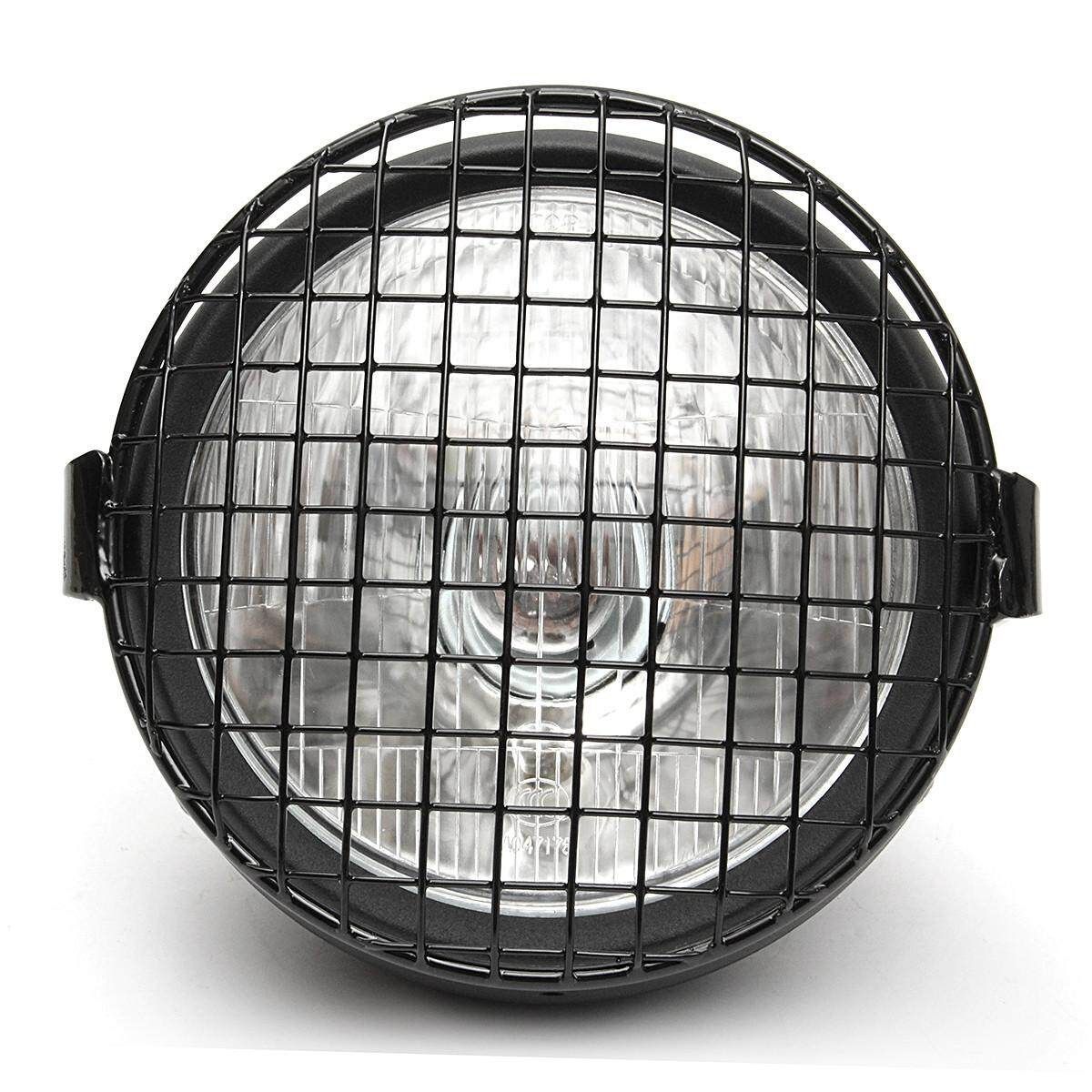 6.3'' Motorcycle Side Mount Headlight For Cafe Racer Bobber Custom + Cover