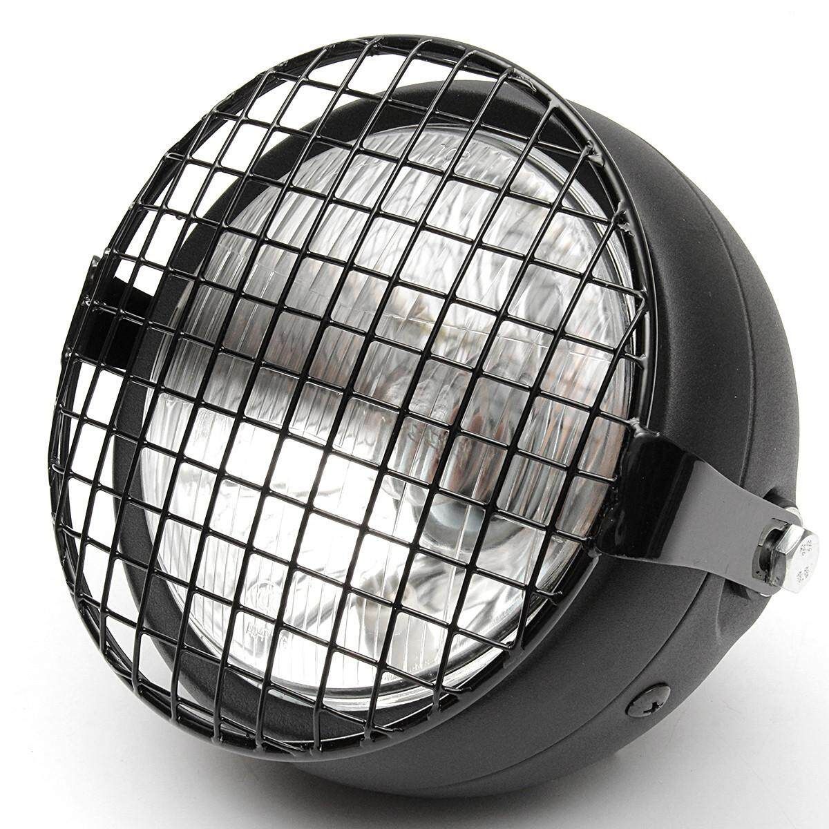 6.3'' Motorcycle Side Mount Headlight For Cafe Racer Bobber Custom + Cover