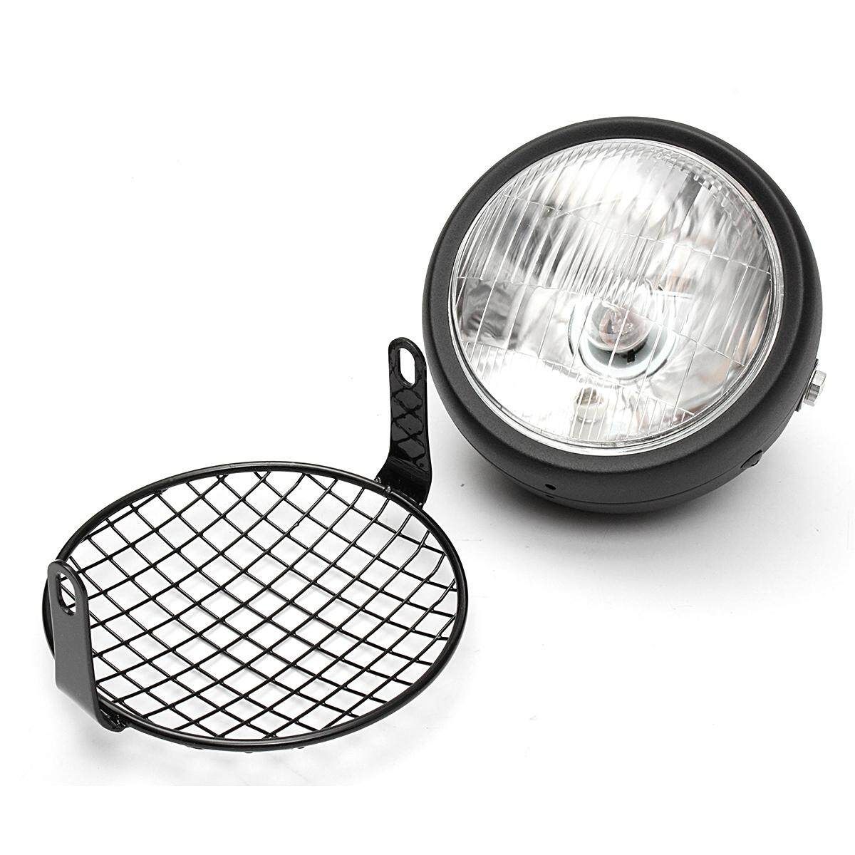 6.3'' Motorcycle Side Mount Headlight For Cafe Racer Bobber Custom + Cover