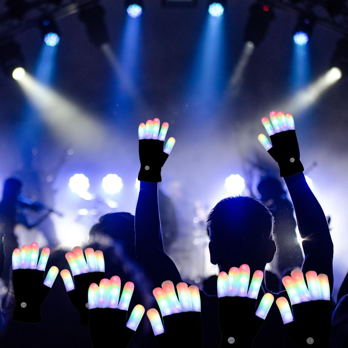 Colorful Light Up Gloves Adult Men Women LED Gloves Flashing Finger Gloves for Christmas Halloween Cool Toys Gifts Party Favors