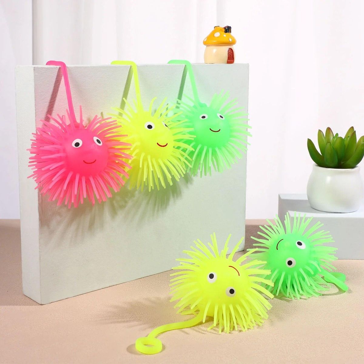 5 Pack Puffer Balls, 47 Inch Glowing Puffer Balls Light Balls for Kids, Sensory Game,,, Party Favor, Bag Anti-stress toys