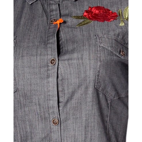 Rose Embroidery Denim Shirt