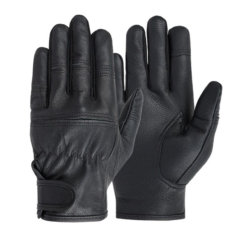 1Pair Black Goat Leather MotorcycBike Glove Touch Screen Safety Protective Sport Gloves WholesaSamples 550SY Black S