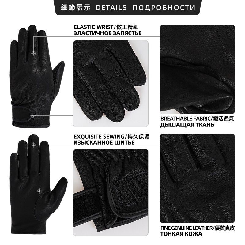 1Pair Black Goat Leather MotorcycBike Glove Touch Screen Safety Protective Sport Gloves WholesaSamples 550SY Black S
