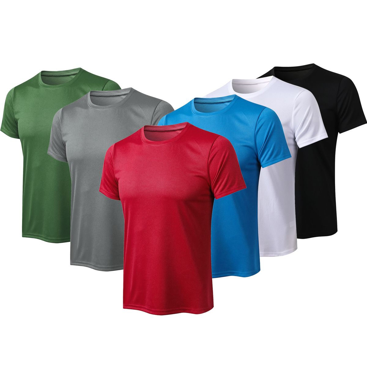 Men Sports Shirt O Neck Short Sleeve Stretchy Quick-dry