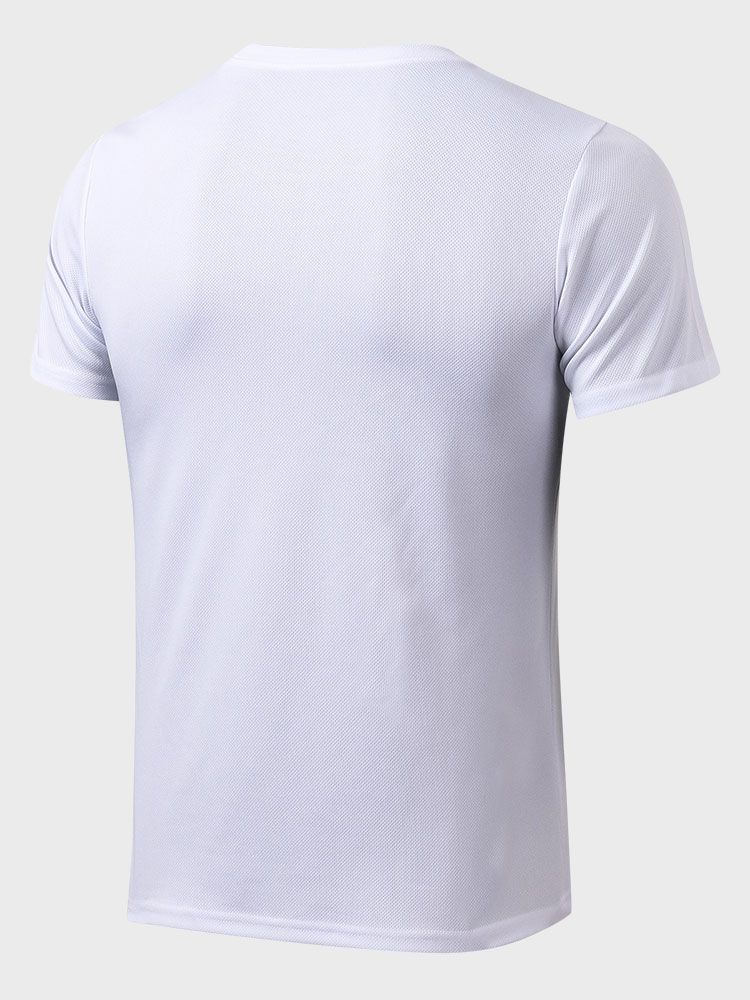 Men Sports Shirt O Neck Short Sleeve Stretchy Quick-dry