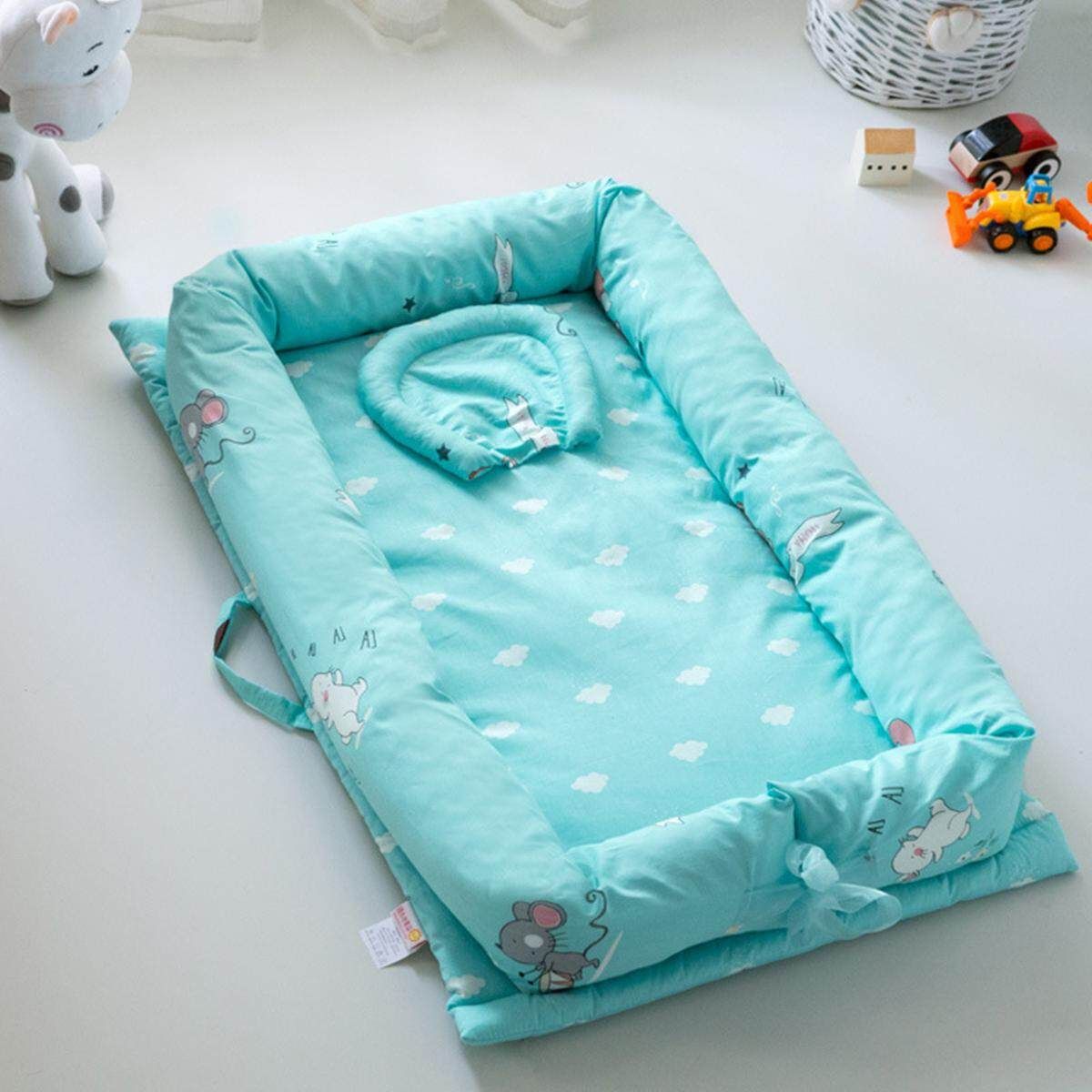 New Portable Baby Nest Cotton Sleep Bed Newborn Nursery Detachable & Washable Portable Baby Nest Newborn Nursery Foldable Travel Bed With Bumper Cot Mattress Mice