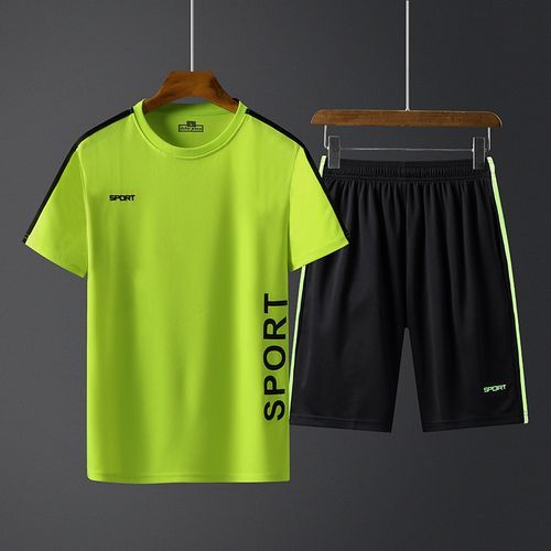 Two Piece Short Sleeve Jogging T Shirt Shorts Men Set