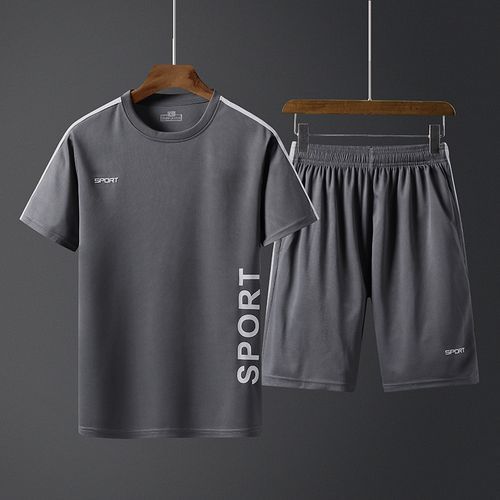 Two Piece Short Sleeve Jogging T Shirt Shorts Men Set