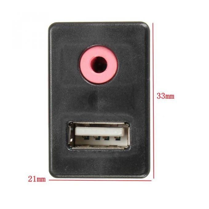 USB AUX Adapter Socket 3.5mm Jack Car Dashboard Mounted Extension