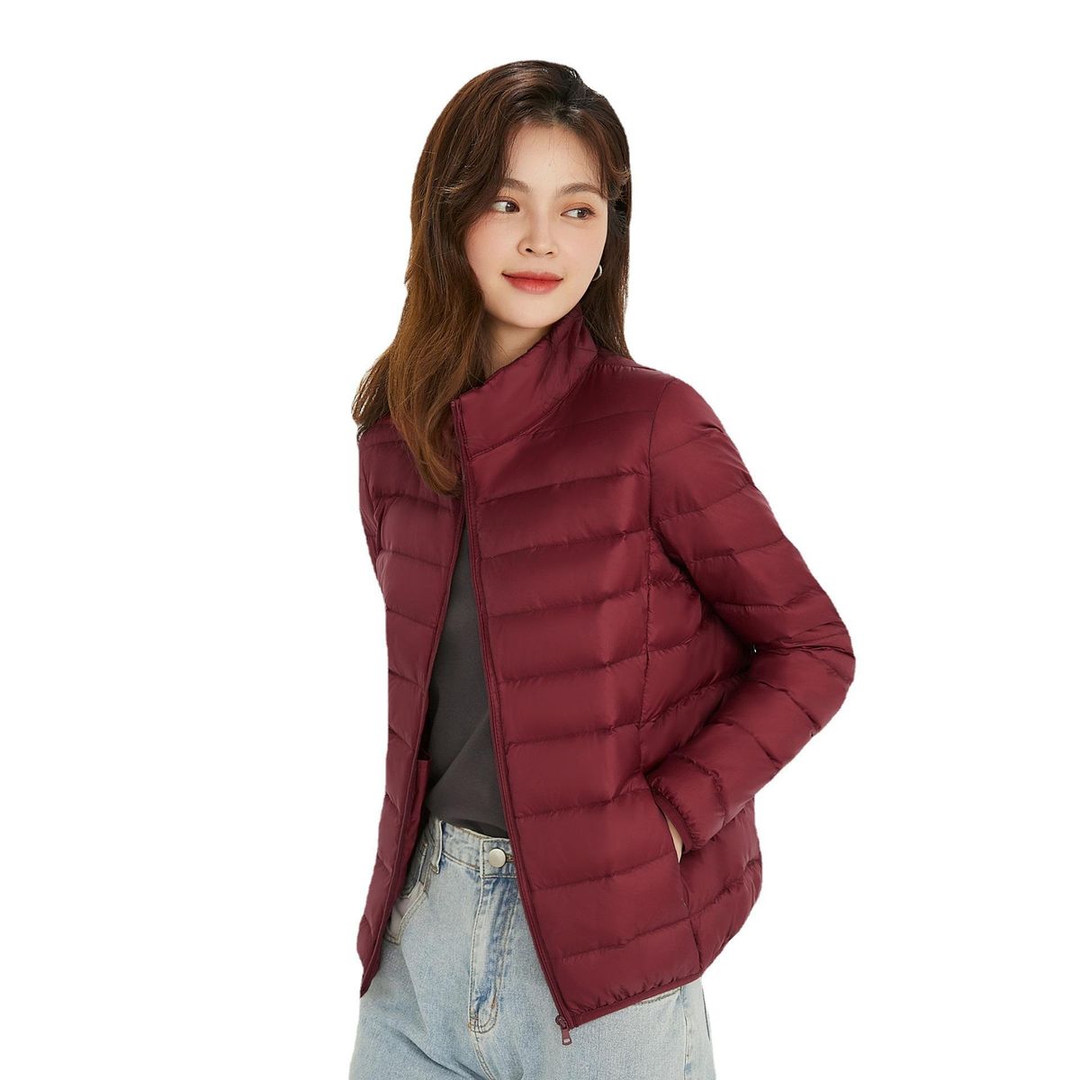Cold Winter Siyu Women's 90 down Light and Thin Down Standing Collar Women's Standing Collar Light