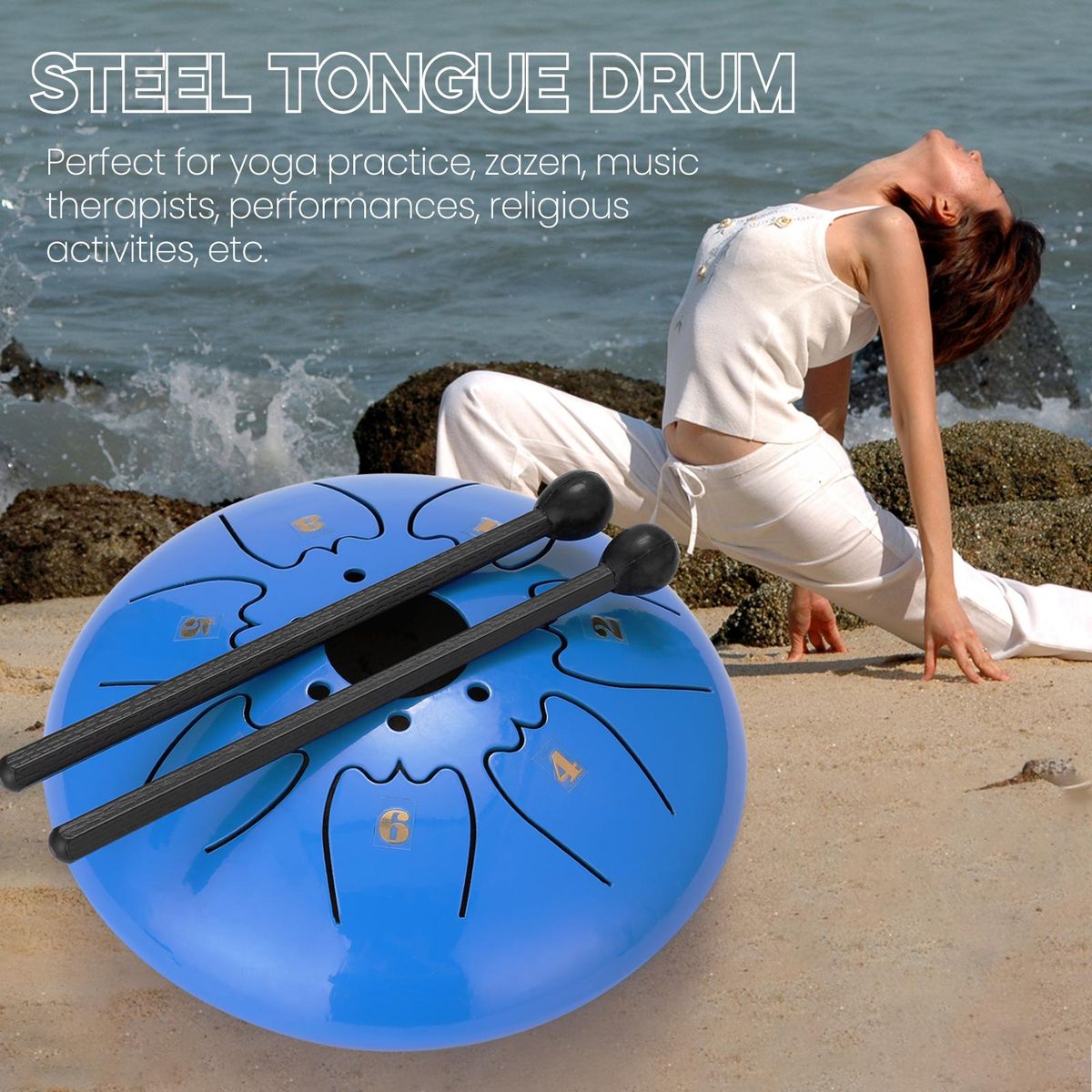 6 inch 7-Tone Steel Tongue Drum Mini Hand Pan Drums with Drumsticks Percussion Musical Instruments
