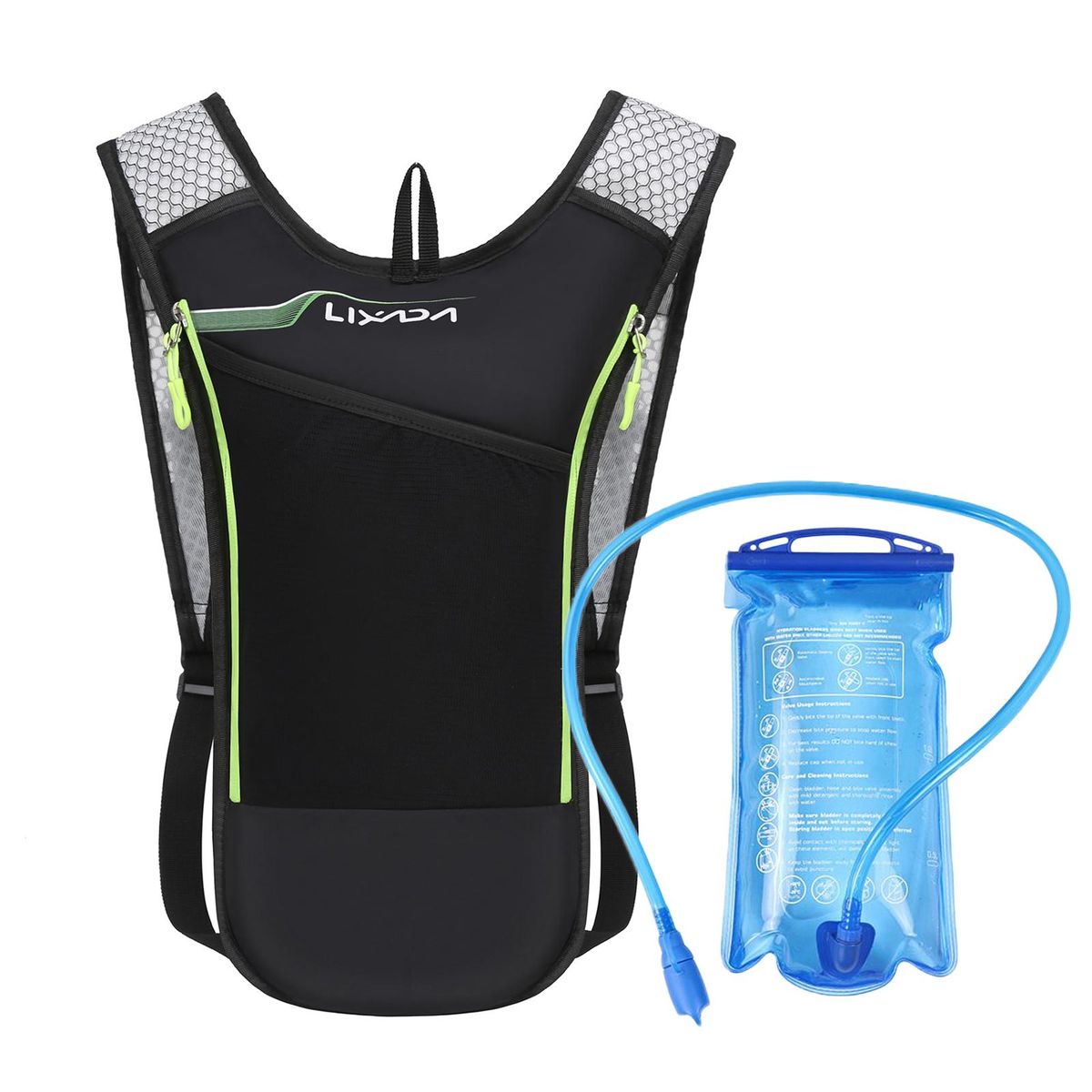LIXADA Cycling Backpack Outdoor Running Bag with Drinking Bladder Bicycle Bag Sports Vest Ultralight Riding Bags Women Men Breathable 5L Jogging Travel Daypack Bag + 2L Soft Water Flask for Riding Running Hiking Camping