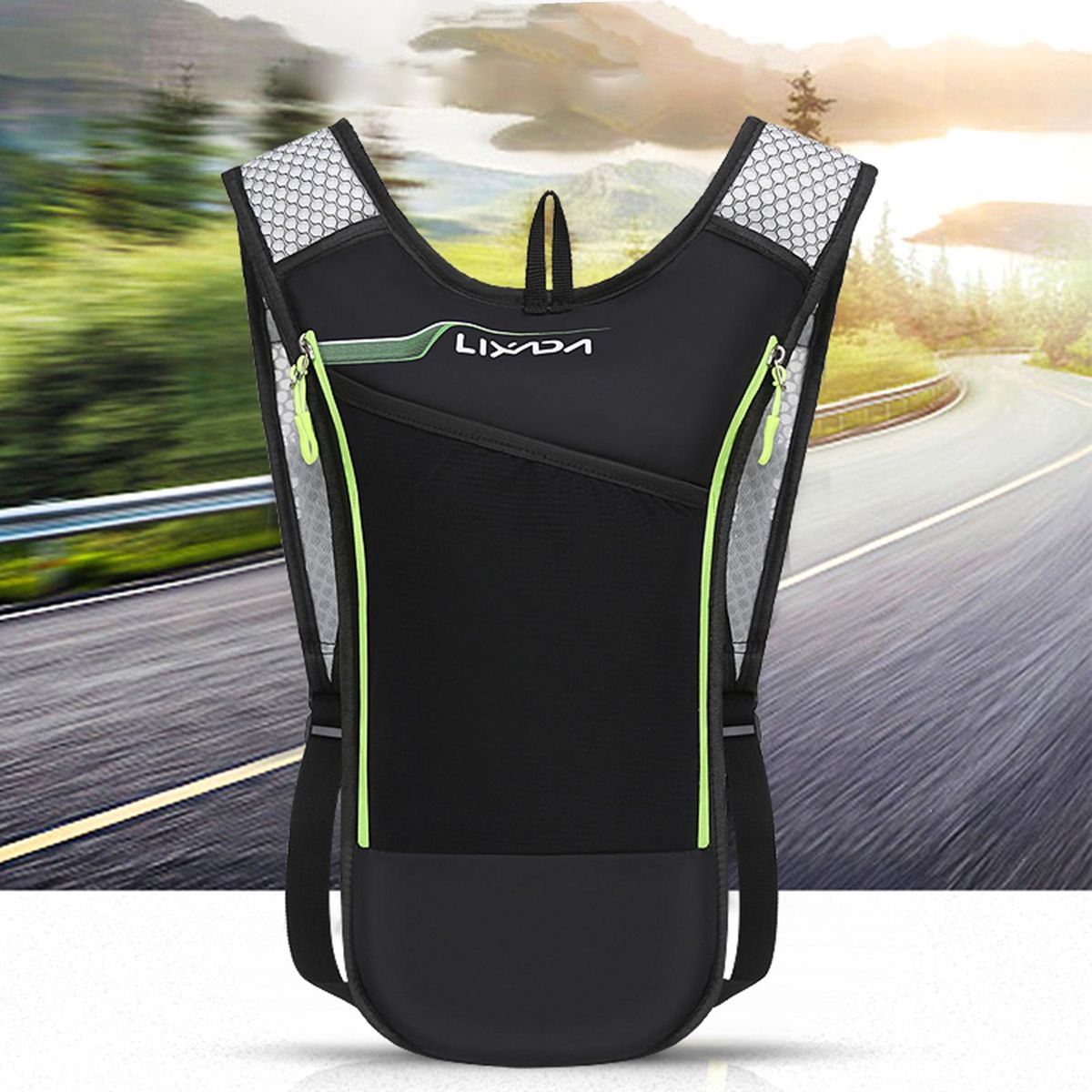 LIXADA Cycling Backpack Outdoor Running Bag with Drinking Bladder Bicycle Bag Sports Vest Ultralight Riding Bags Women Men Breathable 5L Jogging Travel Daypack Bag + 2L Soft Water Flask for Riding Running Hiking Camping