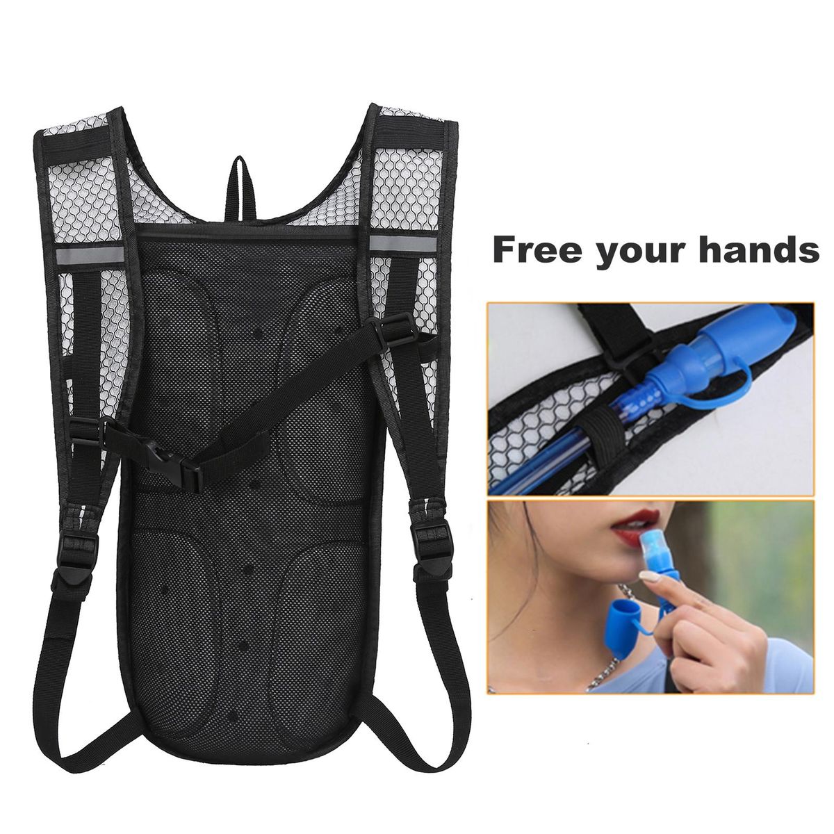 LIXADA Cycling Backpack Outdoor Running Bag with Drinking Bladder Bicycle Bag Sports Vest Ultralight Riding Bags Women Men Breathable 5L Jogging Travel Daypack Bag + 2L Soft Water Flask for Riding Running Hiking Camping