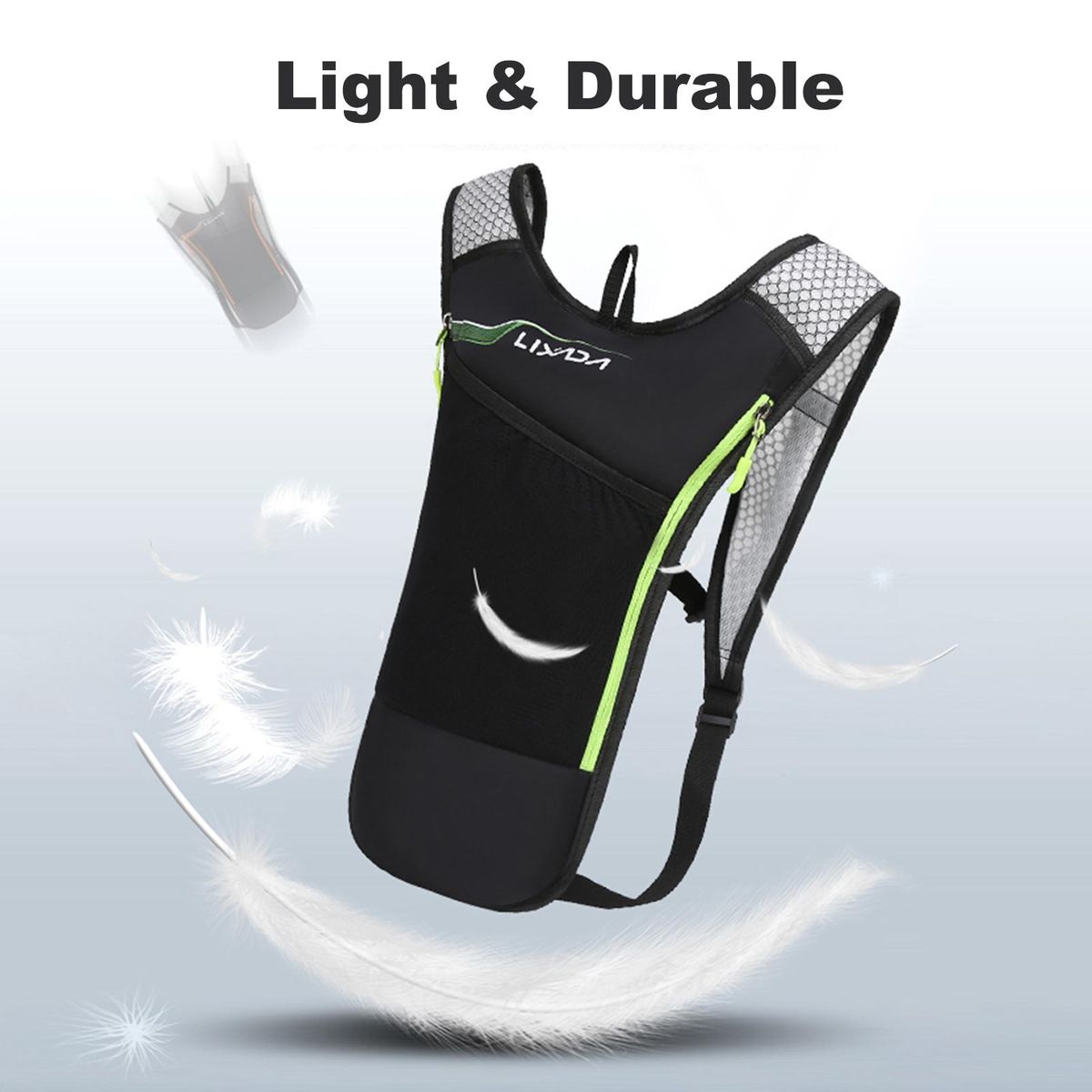 LIXADA Cycling Backpack Outdoor Running Bag with Drinking Bladder Bicycle Bag Sports Vest Ultralight Riding Bags Women Men Breathable 5L Jogging Travel Daypack Bag + 2L Soft Water Flask for Riding Running Hiking Camping
