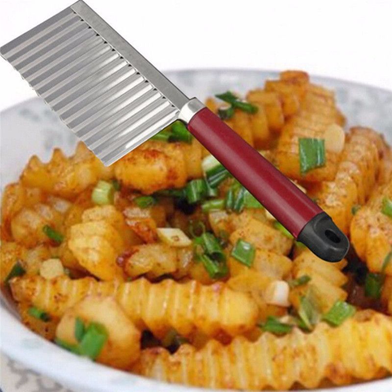 French Fry Cutter Stainless Steel Potato Wavy Edged Cutter